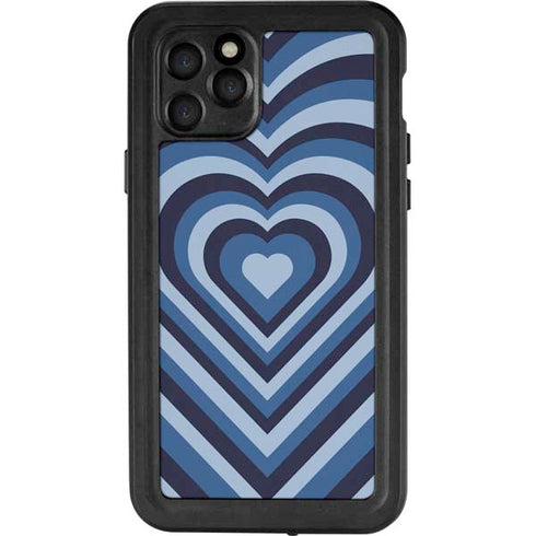 Blue Heart Pattern iPhone 11 Pro Waterproof Case