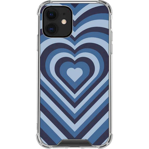 Blue Heart Pattern iPhone 12 Clear Case