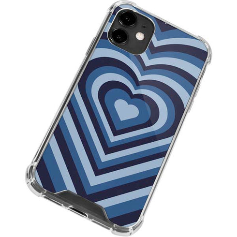 Blue Heart Pattern iPhone 12 Clear Case