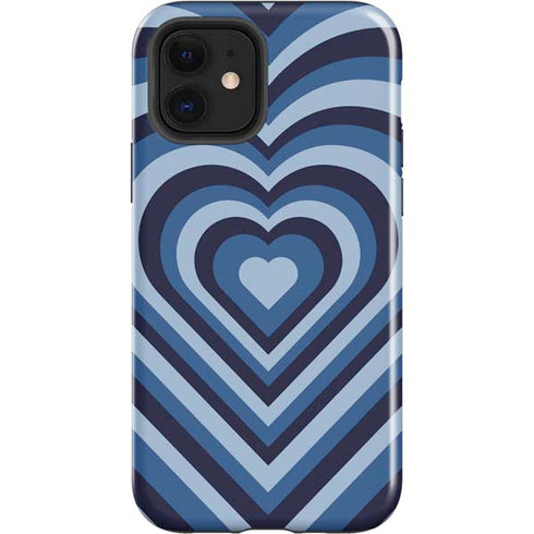 Blue Heart Pattern iPhone 12 Impact Case