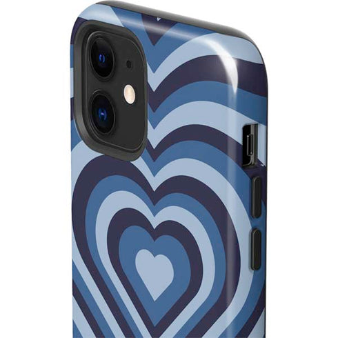 Blue Heart Pattern iPhone 12 Impact Case
