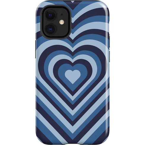 Blue Heart Pattern iPhone 12 Mini Impact Case