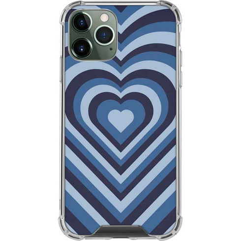 Blue Heart Pattern iPhone 12 Pro Clear Case