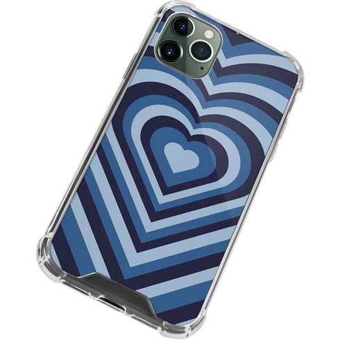 Blue Heart Pattern iPhone 12 Pro Clear Case