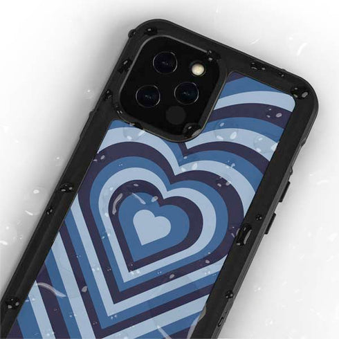Blue Heart Pattern iPhone 12 Pro Max Waterproof Case