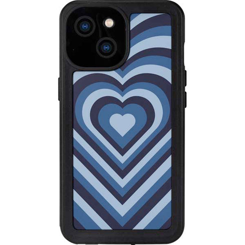 Blue Heart Pattern iPhone 13 Mini Waterproof Case