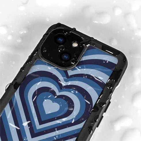 Blue Heart Pattern iPhone 13 Mini Waterproof Case