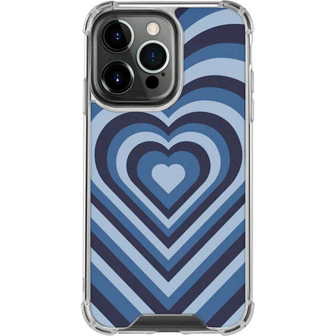 Blue Heart Pattern iPhone 13 Pro Clear Case