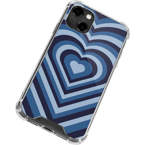 Blue Heart Pattern iPhone 14 Clear Case