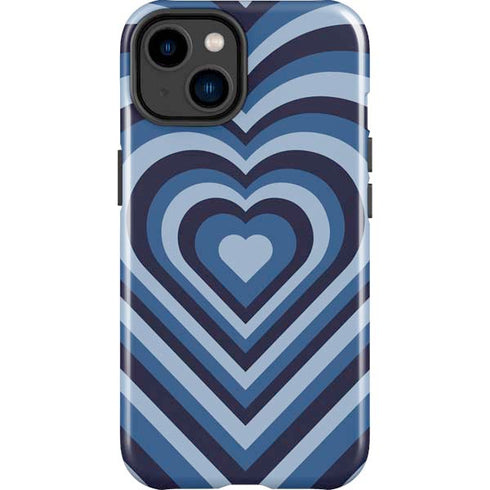 Blue Heart Pattern iPhone 14 Plus Impact Case