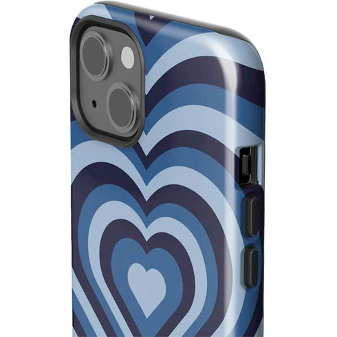Blue Heart Pattern iPhone 15 Plus Impact Case