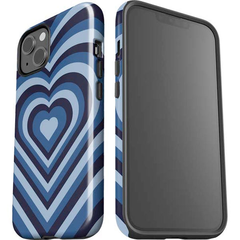 Blue Heart Pattern iPhone 15 Plus Impact Case