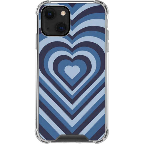 Blue Heart Pattern iPhone 14 Plus Clear Case
