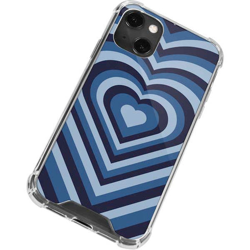 Blue Heart Pattern iPhone 14 Plus Clear Case
