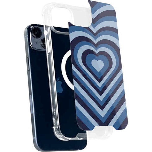 Blue Heart Pattern iPhone 15 Plus MagSafe Case