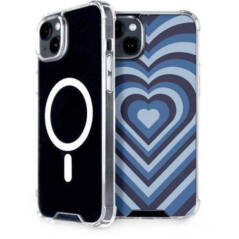 Blue Heart Pattern iPhone 15 Plus MagSafe Case