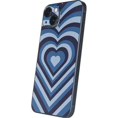 Blue Heart Pattern iPhone 14 Plus Skin
