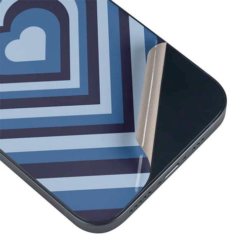 Blue Heart Pattern iPhone 15 Plus Skin