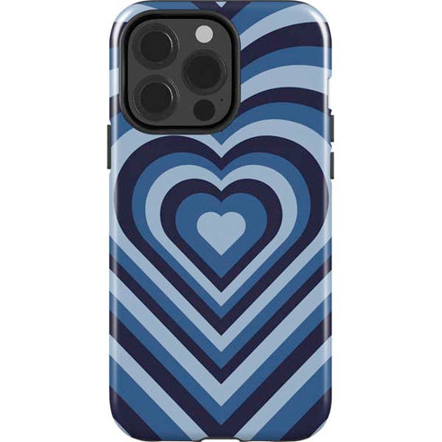 Blue Heart Pattern iPhone 15 Pro Impact Case
