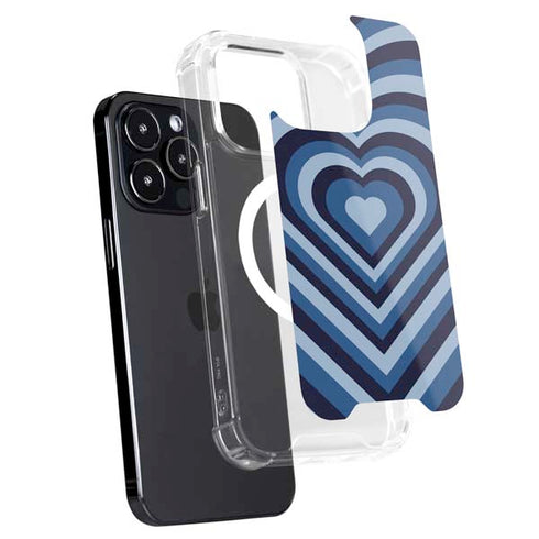 Blue Heart Pattern iPhone 15 Pro MagSafe Case