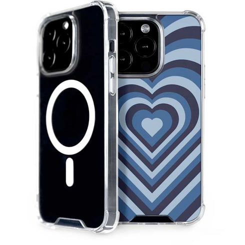 Blue Heart Pattern iPhone 14 Pro MagSafe Case