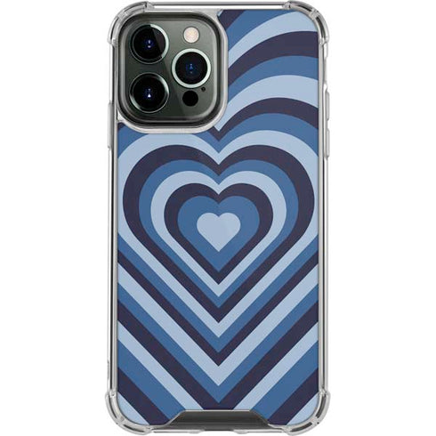 Blue Heart Pattern iPhone 14 Pro Max Clear Case