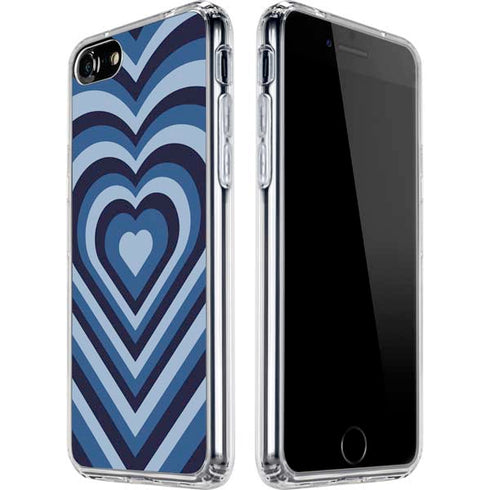 Blue Heart Pattern iPhone SE (2nd & 3rd Gen) Clear Case
