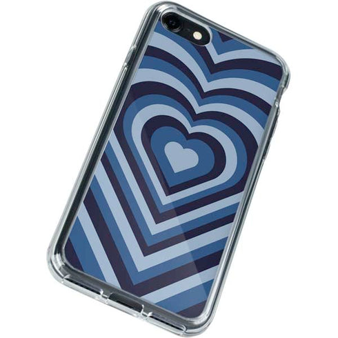 Blue Heart Pattern iPhone SE (2nd & 3rd Gen) Clear Case