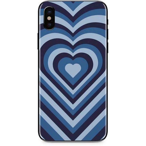 Blue Heart Pattern iPhone X Skin