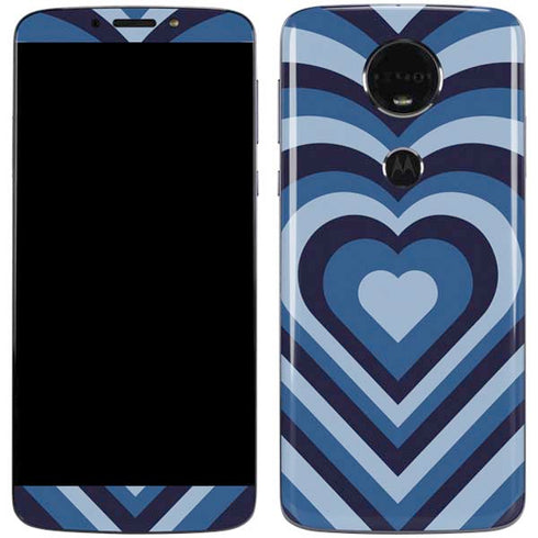 Blue Heart Pattern Moto E5 Plus Skin