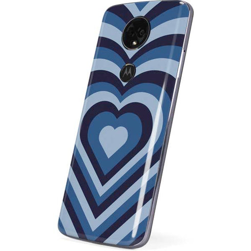 Blue Heart Pattern Moto E5 Plus Skin