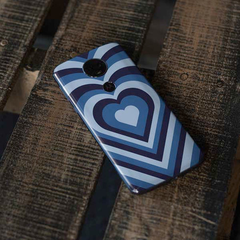 Blue Heart Pattern Moto E5 Plus Skin