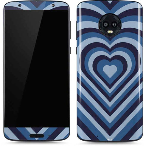 Blue Heart Pattern Moto G6 Skin