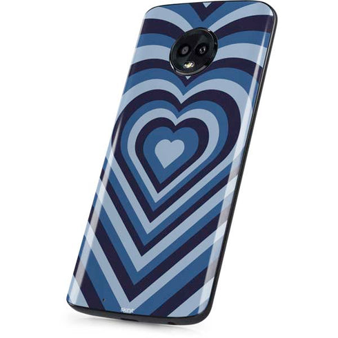 Blue Heart Pattern Moto G6 Skin