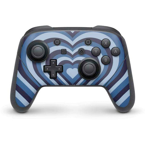 Blue Heart Pattern Nintendo Switch Pro Controller Skin