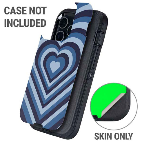 Blue Heart Pattern Otterbox Defender iPhone Skin