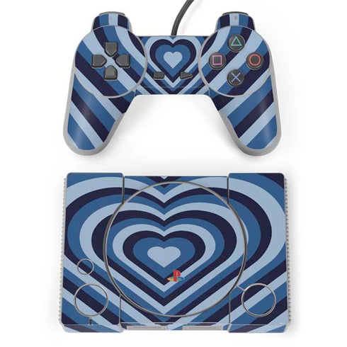 Blue Heart Pattern PlayStation Classic Bundle Skin