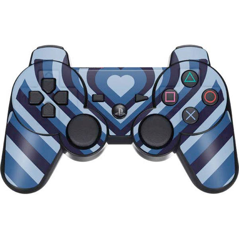 Blue Heart Pattern PS3 Dual Shock wireless controller Skin