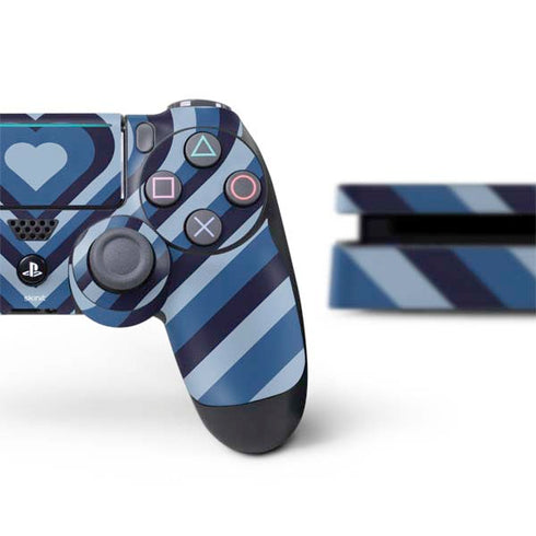 Blue Heart Pattern PS4 Slim Bundle Skin