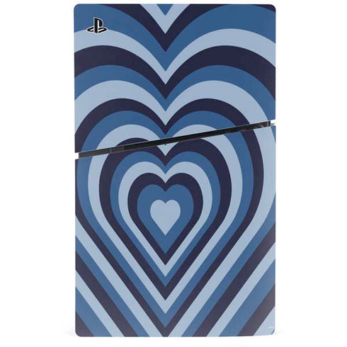 Blue Heart Pattern PS5 Slim Disk Console Skin