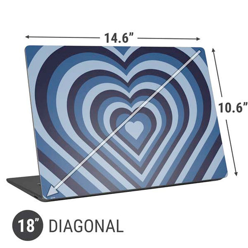 Blue Heart Pattern Universal Laptop 18in (14.6 x 10.6in) Skin