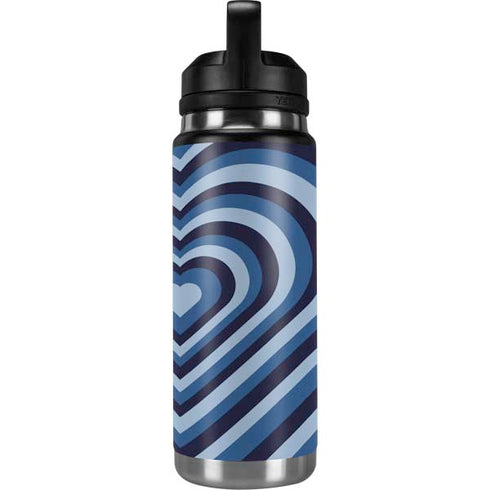 Blue Heart Pattern YETI Rambler 26oz Bottle Skin