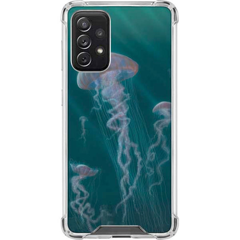 Vincent Hie Blue Jellyfish Galaxy A72 5G Clear Case
