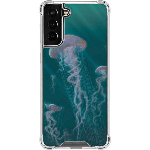 Vincent Hie Blue Jellyfish Galaxy S21 FE Clear Case
