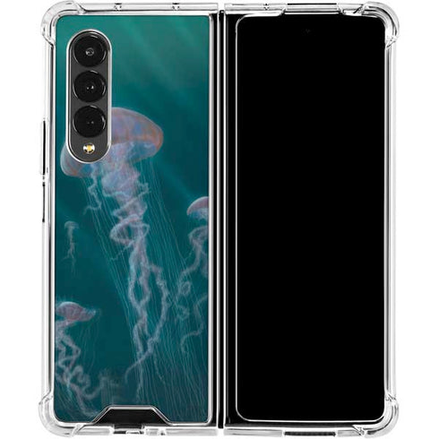 Vincent Hie Blue Jellyfish Galaxy Z Fold4 5G Clear Case