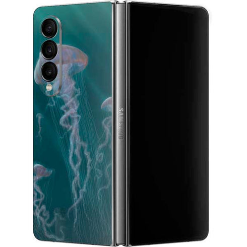 Vincent Hie Blue Jellyfish Galaxy Z Fold4 5G Skin