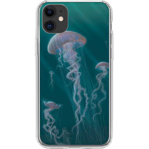Blue Jellyfish by Vincent Hie iPhone 11 Clear Case
