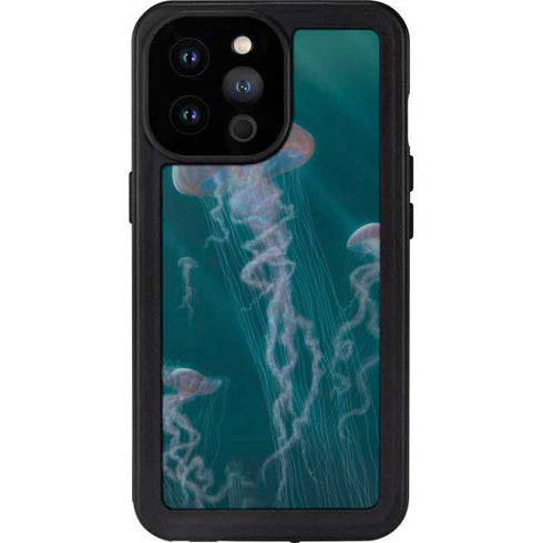 Vincent Hie Blue Jellyfish iPhone 14 Pro Max Waterproof Case