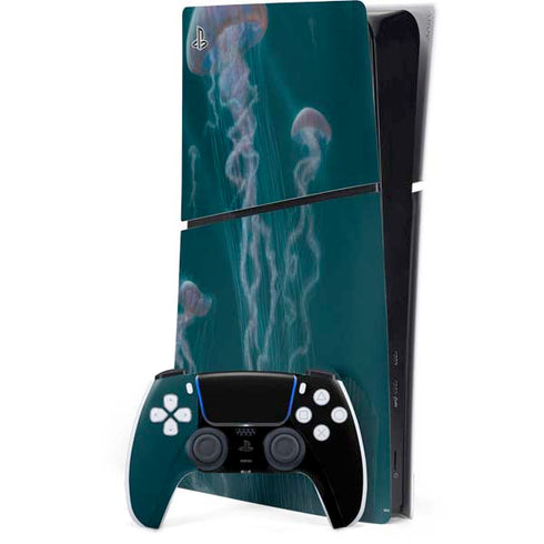 Blue Jellyfish by Vincent Hie PS5 Slim Digital Edition Console Skin