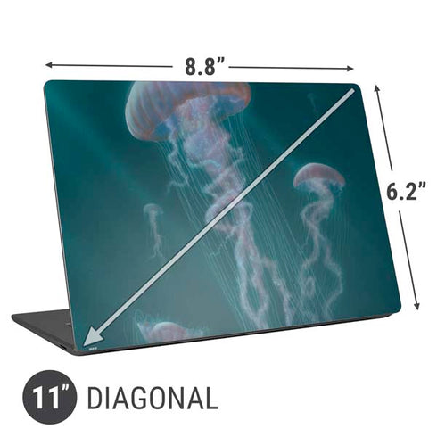Vincent Hie Blue Jellyfish Universal Laptop 11in (8.8 x 6.2in) Skin